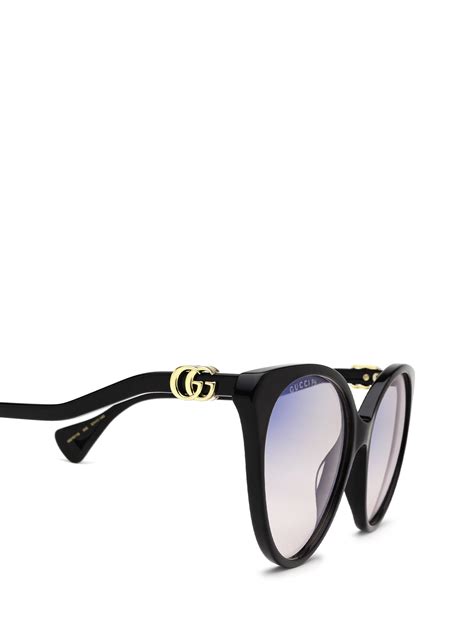 gucci - gg1011s - shiny solid black - acetate|GUCCI GG1011S 001 Sunglasses Black Gray Cat Eye Women.